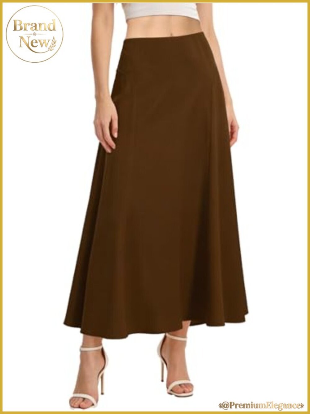 Women's Satin Maxi Skirt High Waisted A-Line Flowy Long Skirt